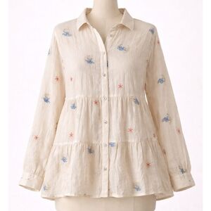 HOPE SPRINGS TIERED GAUZE NAUTICAL THEME TOP